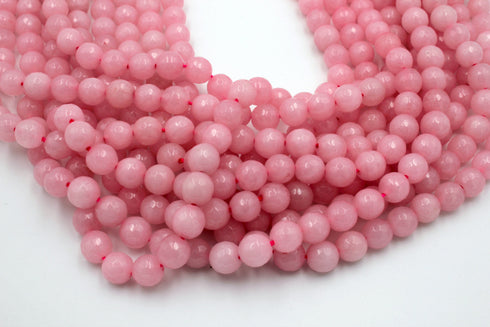 Rose Quartz Gemstone Beads, 8mm, Faceted